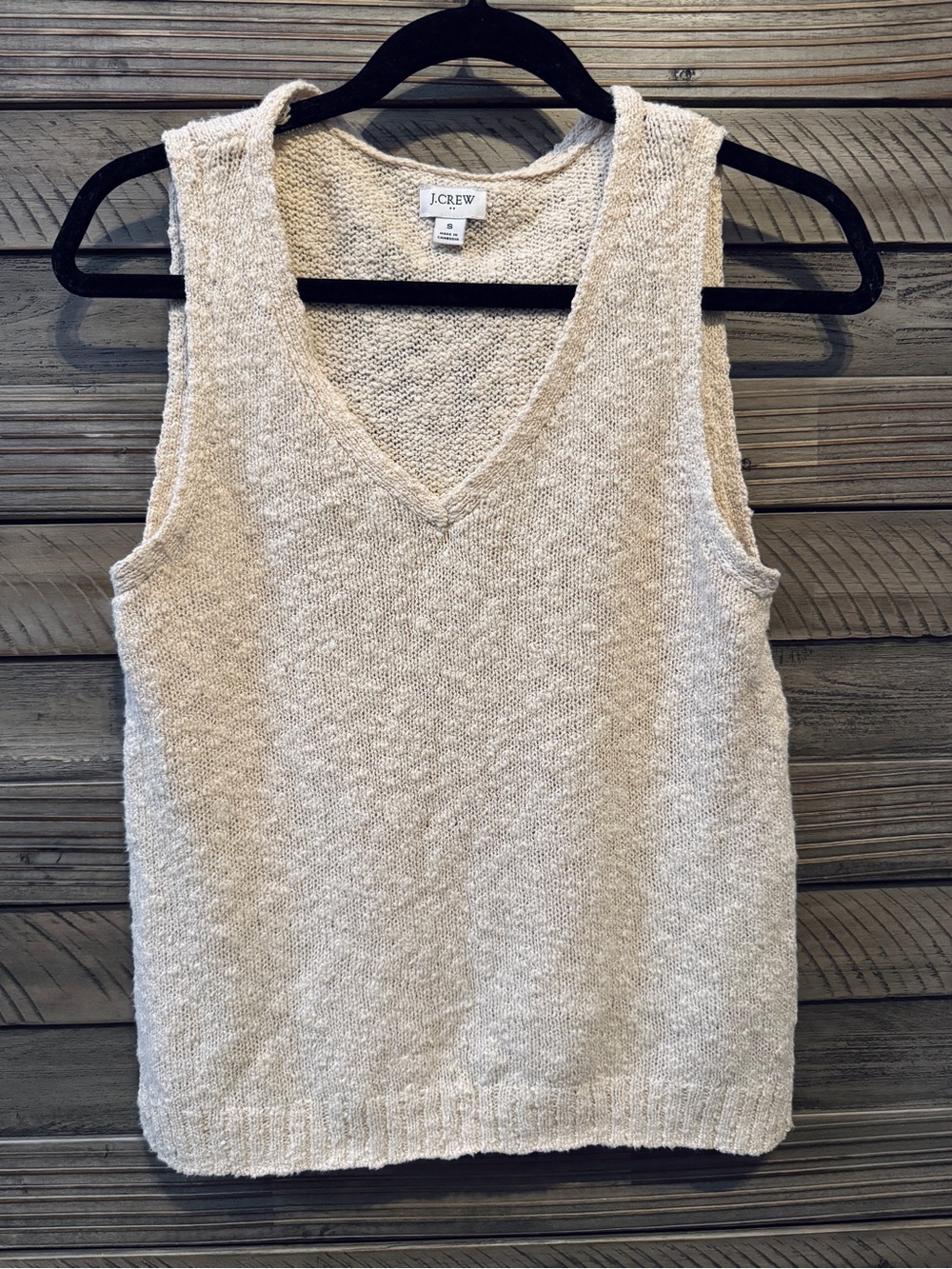 J. Crew Neutral Cream V-Neck Knit Tank
